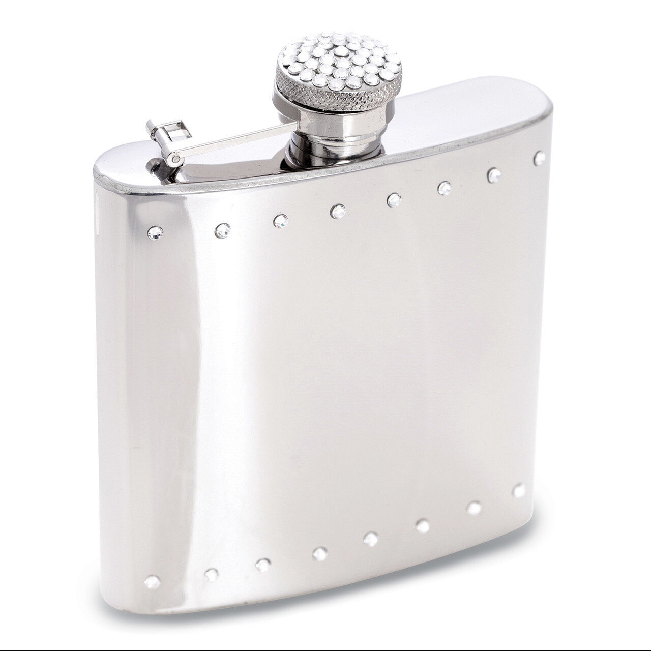 6 oz. Stainless Steel Crystal Accent Polished Flask GM13388, MPN: GM13388, 797140561064