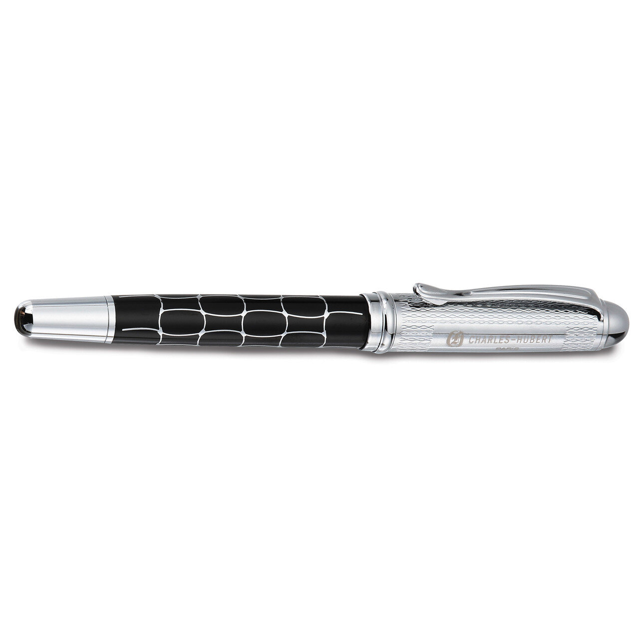Charles-Hubert Black Croco Enameled Rollerball Pen GM13661