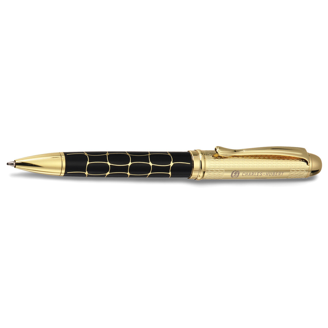 Charles-Hubert Black Croco Gold-tone Enameled Ballpoint Pen GM13665