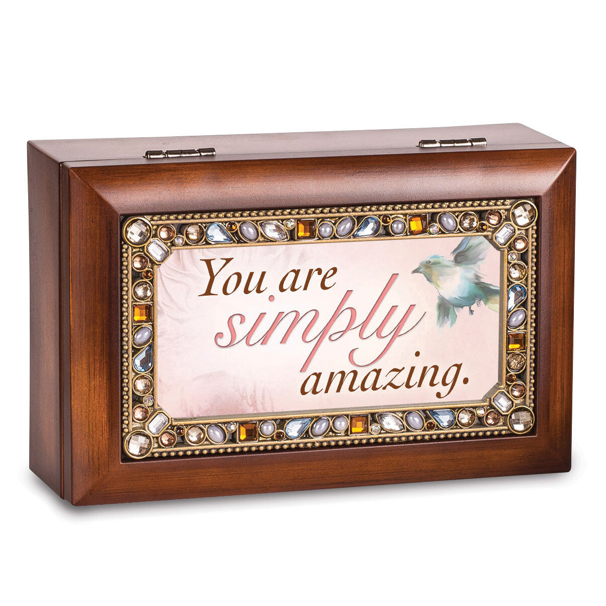 You Are Simply Amazing Jeweled Woodgrain Music Box GM14478