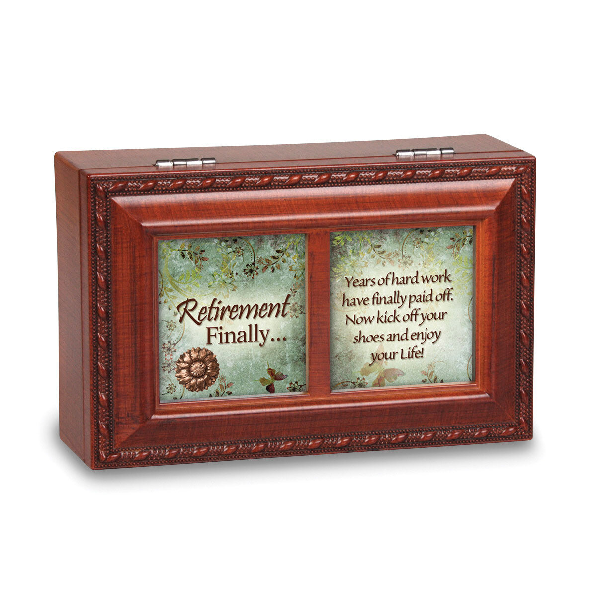 Retirement Sentiment Woodgrain Petite Music Box GM14482