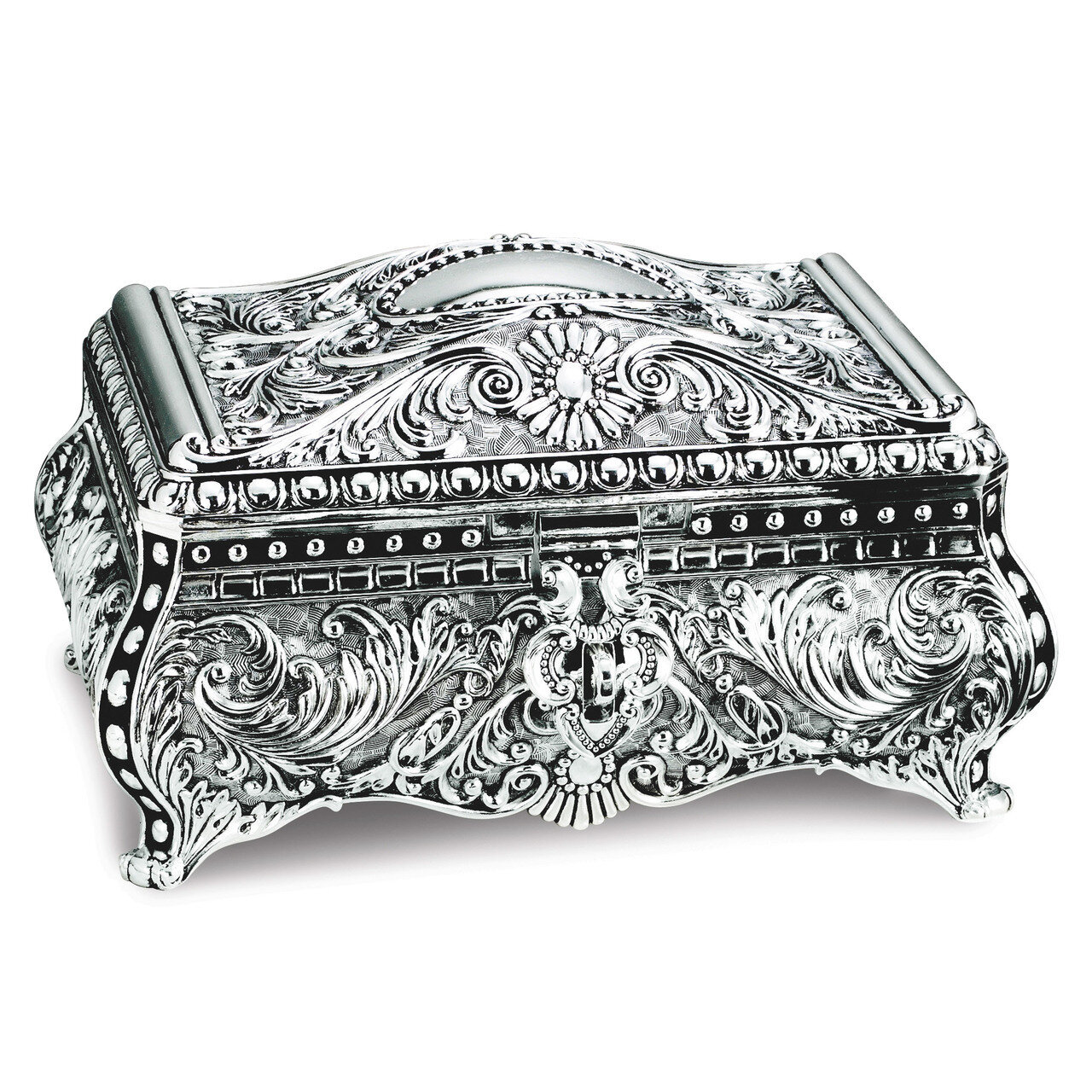 Silver-plated Rectangular Footed Jewelry Box GM14695