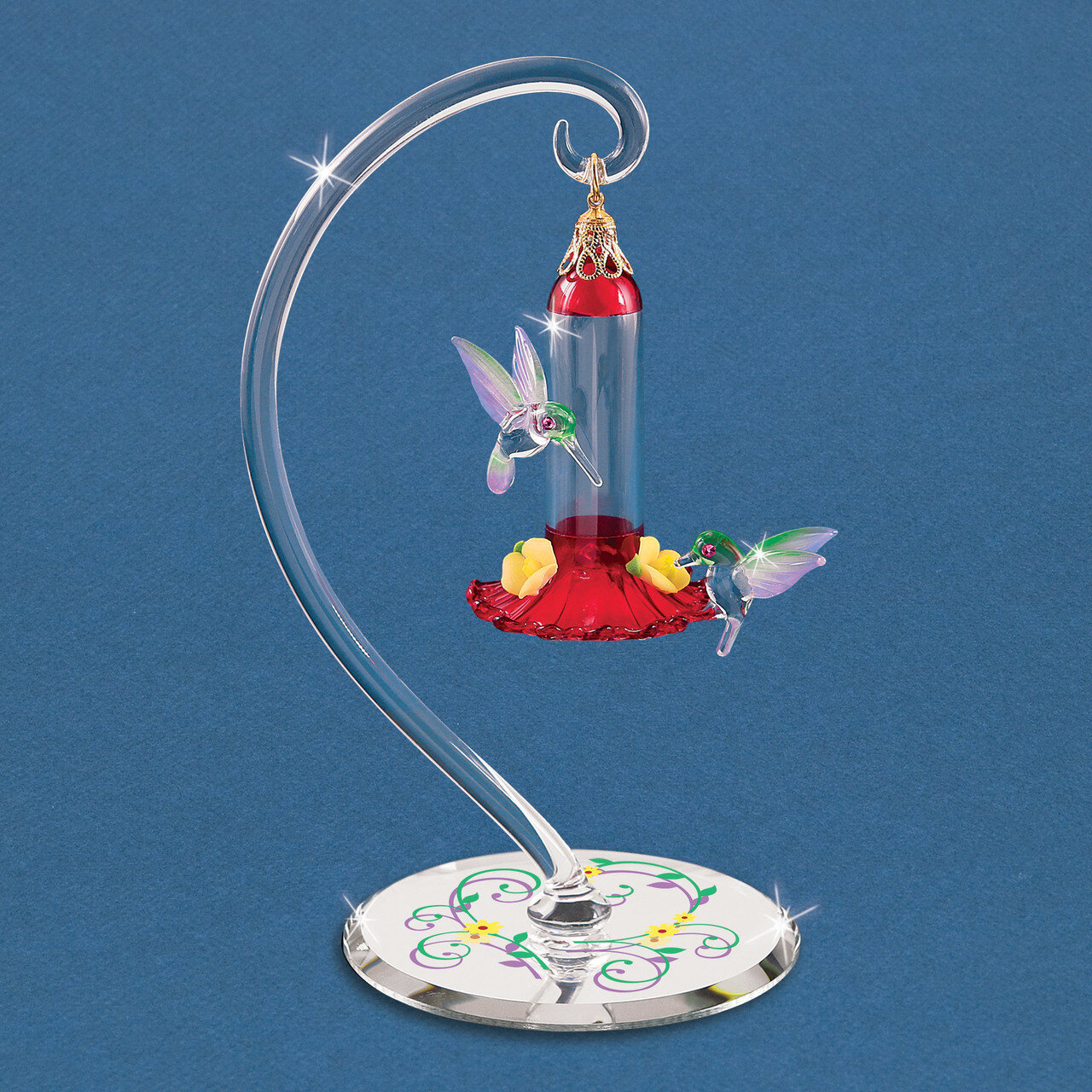 Hummingbirds Sweet Feeder Figurine Glass Baron GM15135