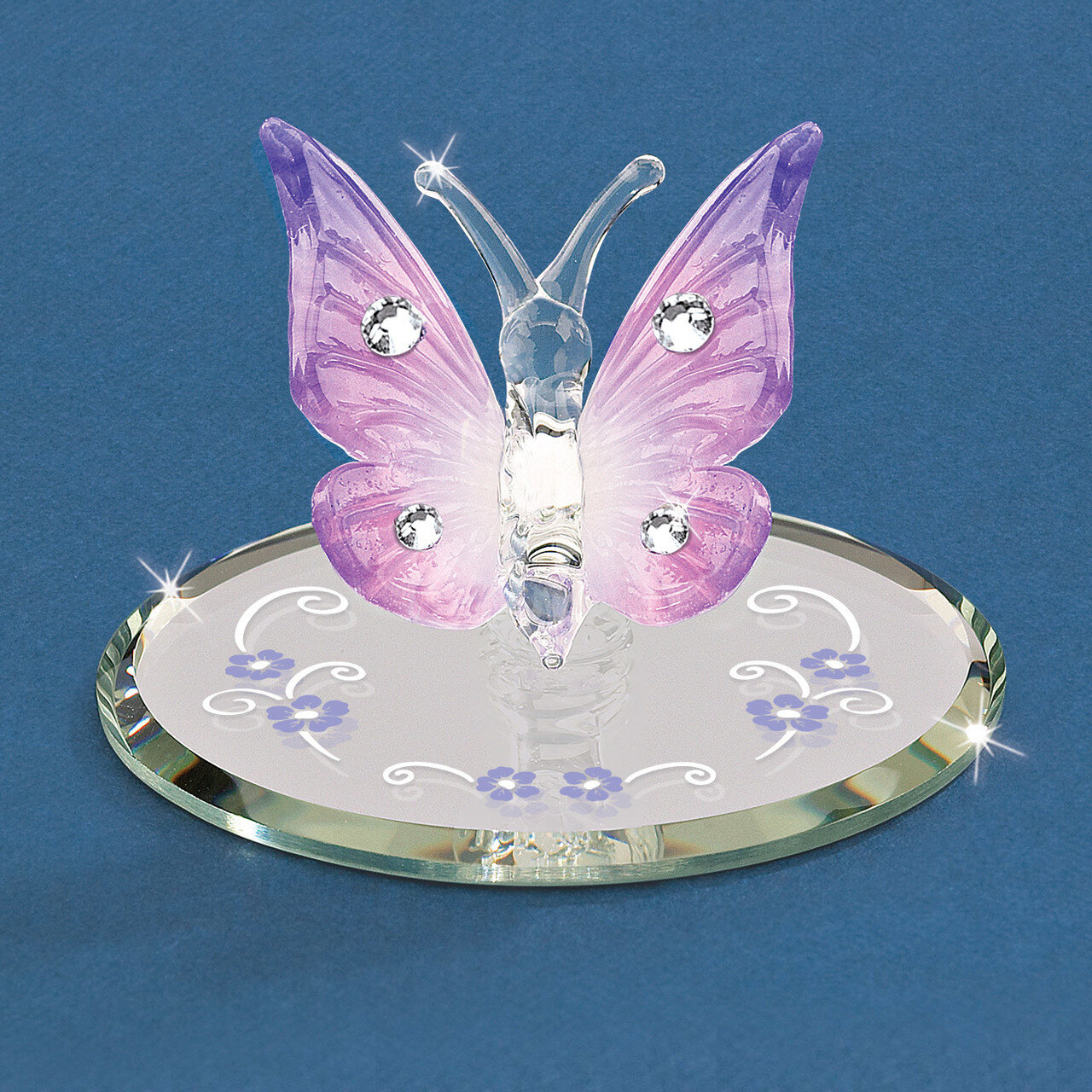 Lavender Butterfly with Crystals Figurine Glass Baron GM15136