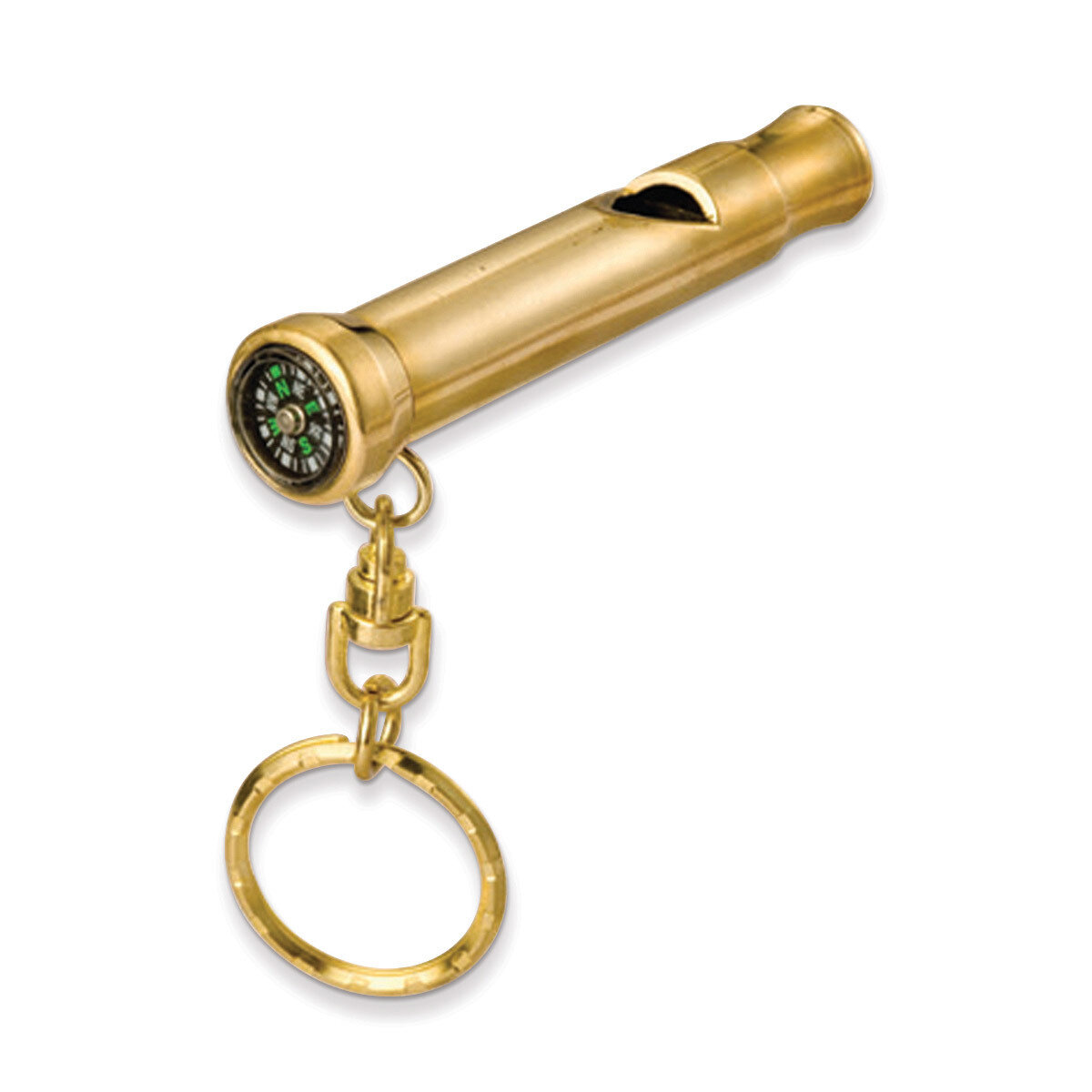 Brass Whistle with Compass Key Ring GM15607