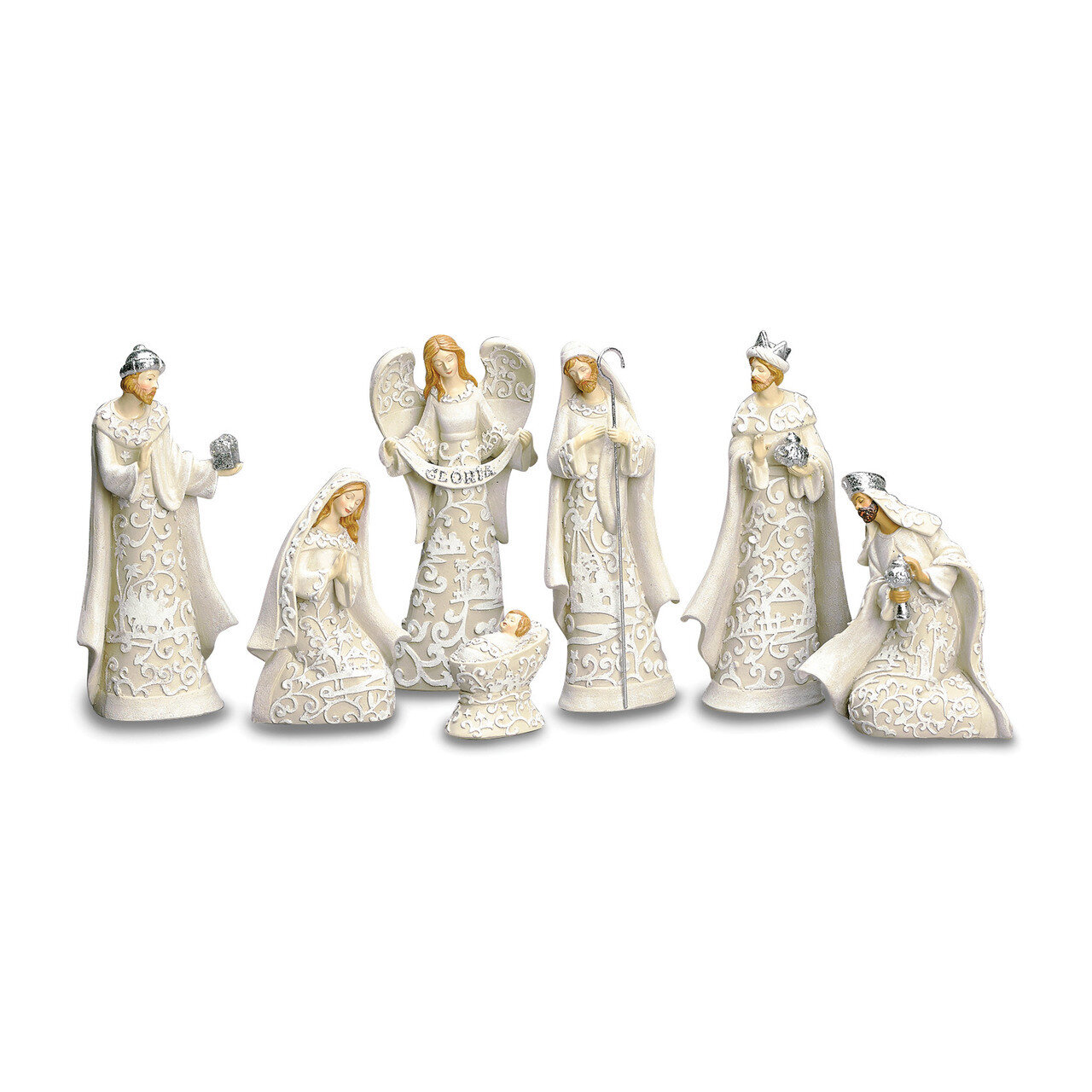 Paper Cut Style 7-piece Nativity with Angel Set GM15783