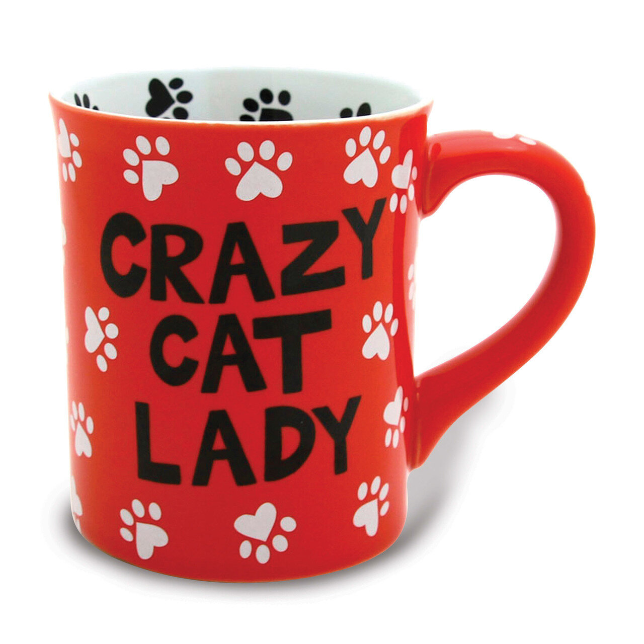 Our Name Is Mud Red, White and Black Crazy Cat Lady Mug GM16197