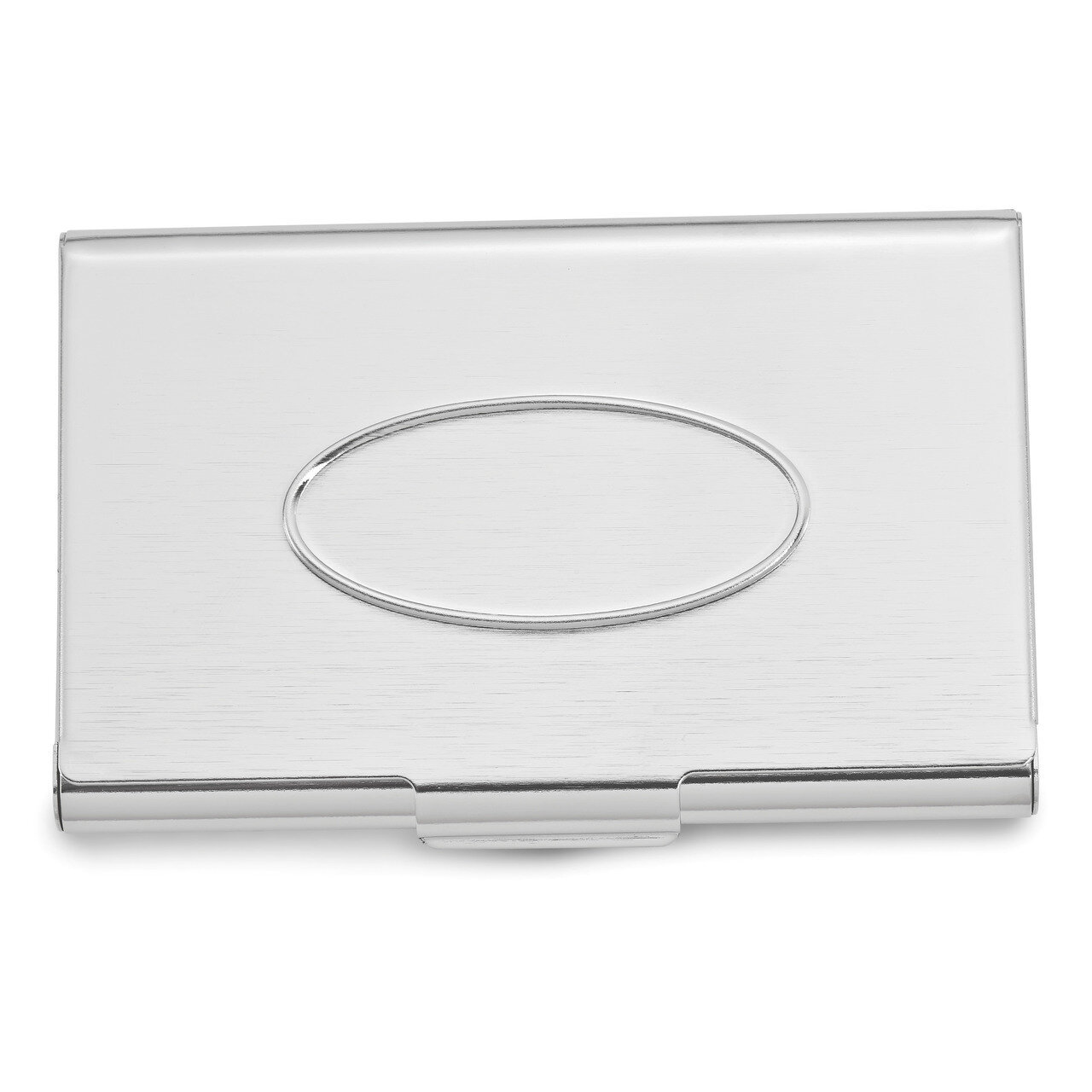 Engravable Oval Top Business Card Case Silver-tone GM16821