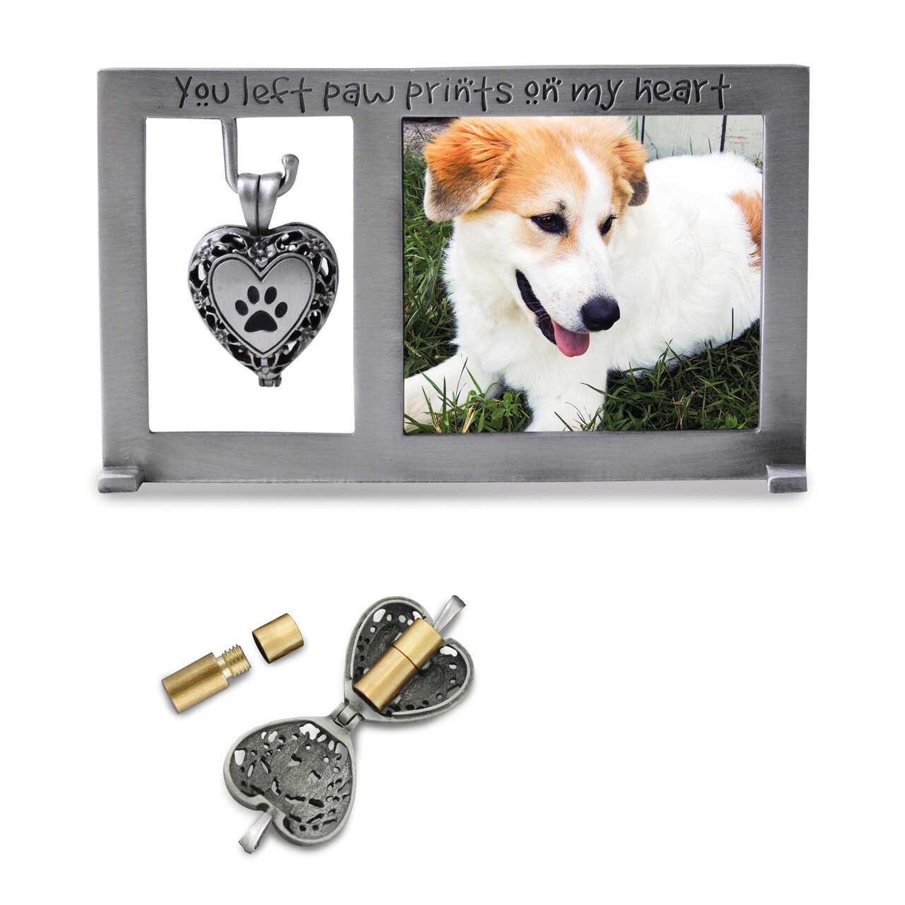 Pet Memorial Ash Holder Locket 3 x 5 Inch Photo Picture Frame Silver-tone GM17432