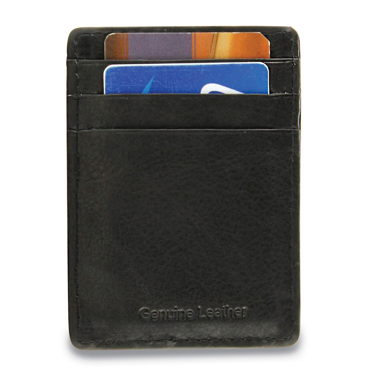 Black Leather Card Case Money Clip GM17786