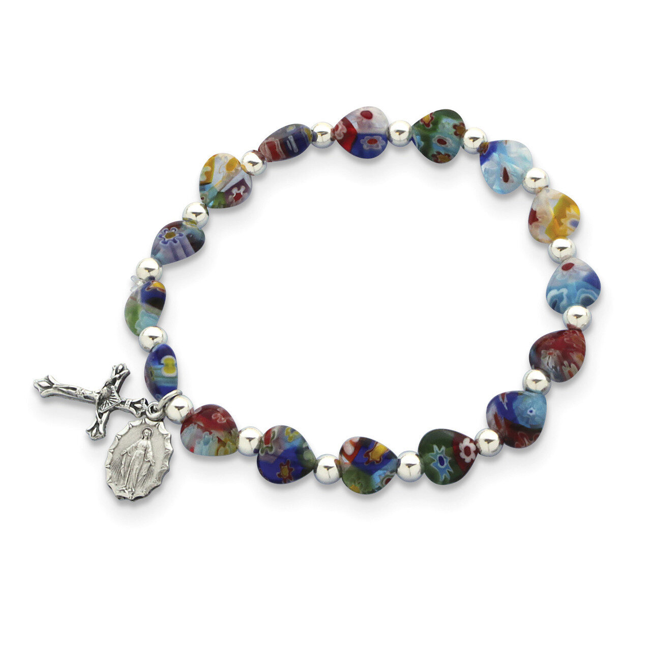 Multi-color Heart Bead Cross Bracelet GM18002