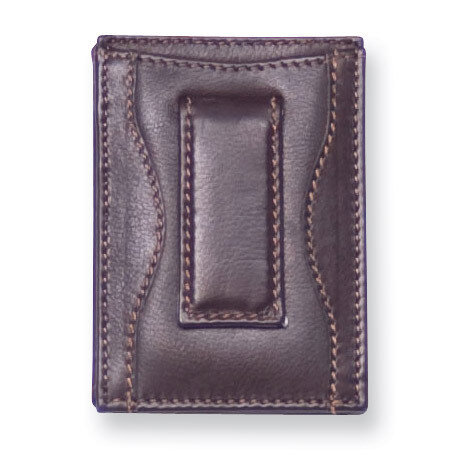 Black Leather Money Clip Card Case GM4741