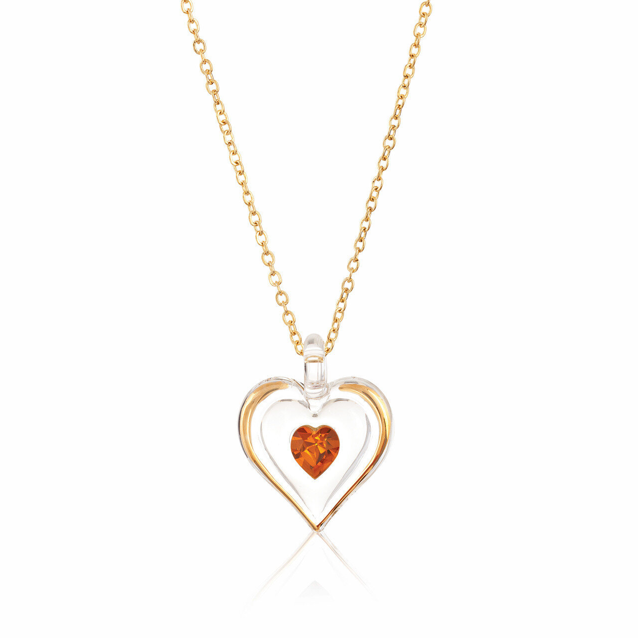 November Gold Trim Swarovski Birthstone Heart 18 inch Necklace GM9410
