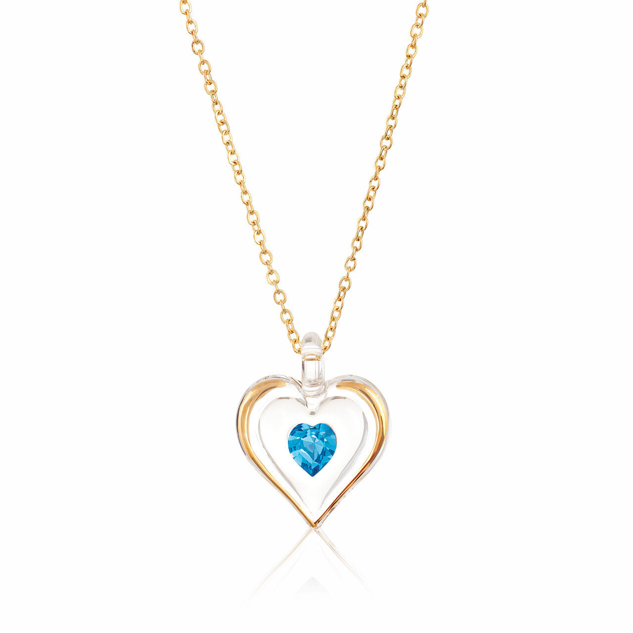 December Gold Trim Swarovski Birthstone Heart 18 inch Necklace GM9411