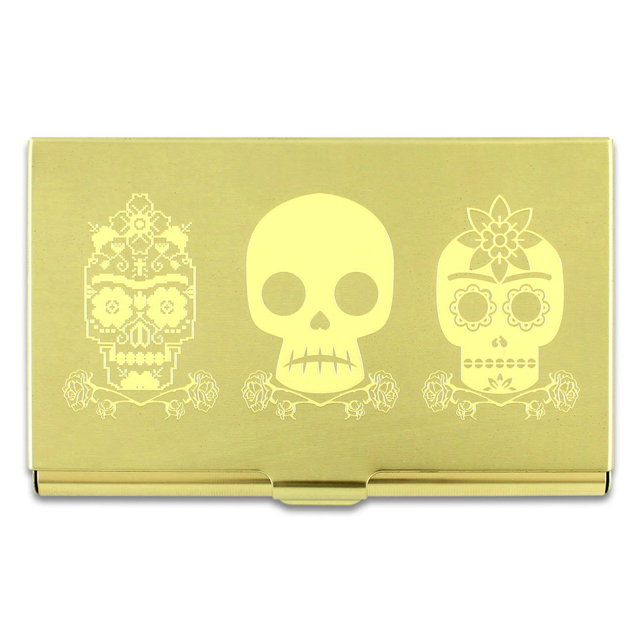 Acme 3 Skull Etched Card Case