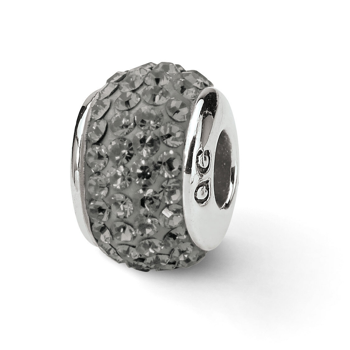 Silver Grey Full Swarovski Crystal Bead Sterling Silver QRS2002, MPN: QRS2002, 883957514796
