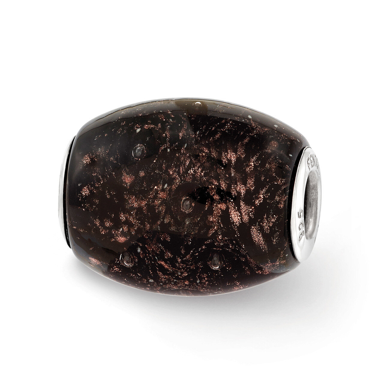 Black Glitter Midnight Illusions Fenton Glass Bead Sterling Silver QRS3646, MPN: QRS3646, 197276503…