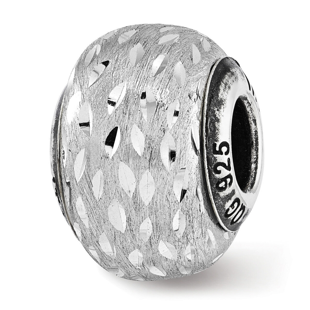 Brushed and Diamond-cutRound Bead Sterling Silver QRS3725, MPN: QRS3725,