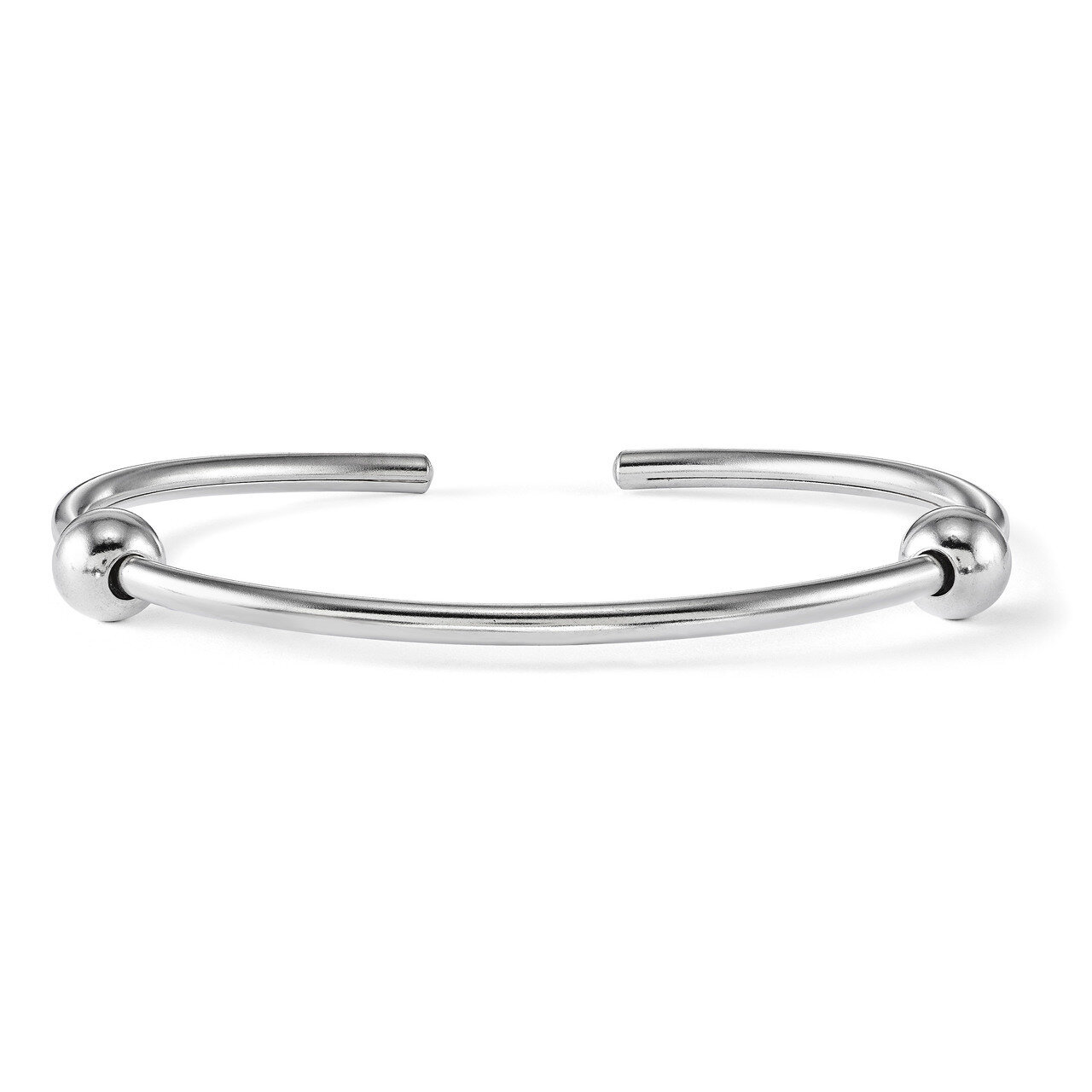 Polished Includes 2 Stopper Beads Bangle Sterling Silver QRS3743