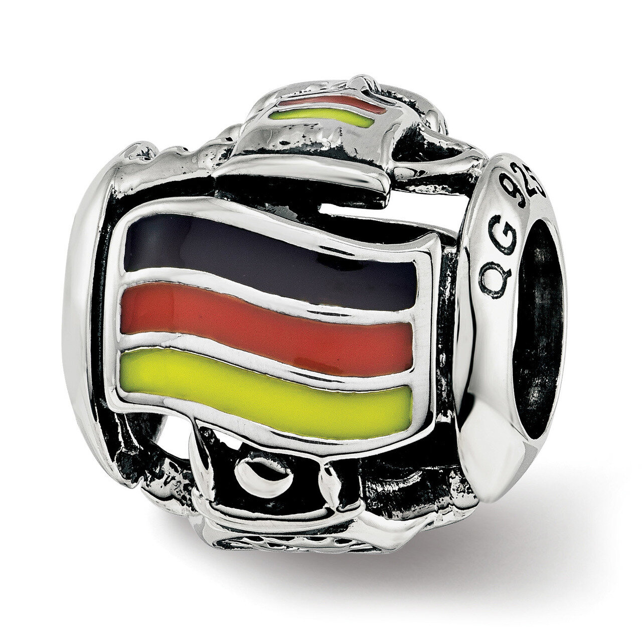 Enameled Germany Theme Bead Sterling Silver QRS3750