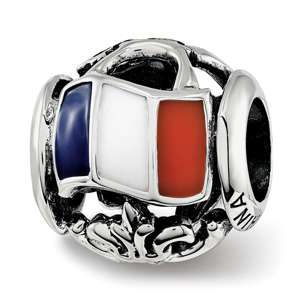 Enameled French Theme Bead Sterling Silver QRS3751, MPN: QRS3751,