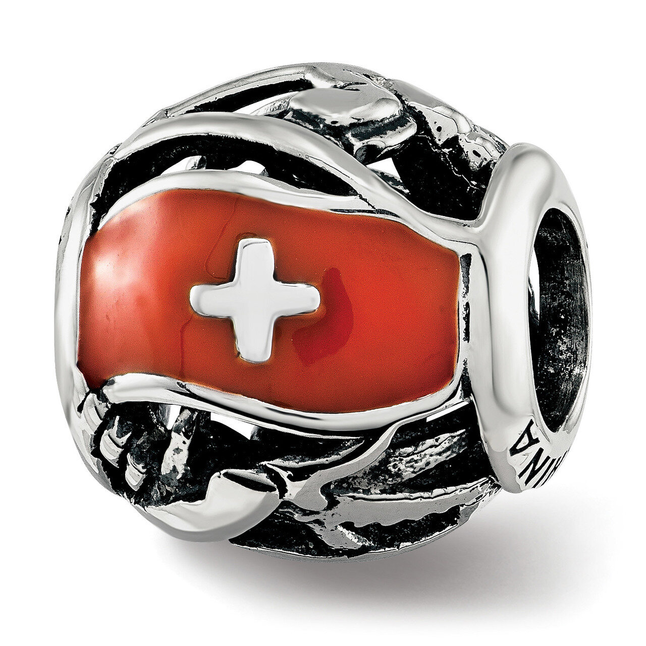 Enameled Switzerland Theme Bead Sterling Silver QRS3753