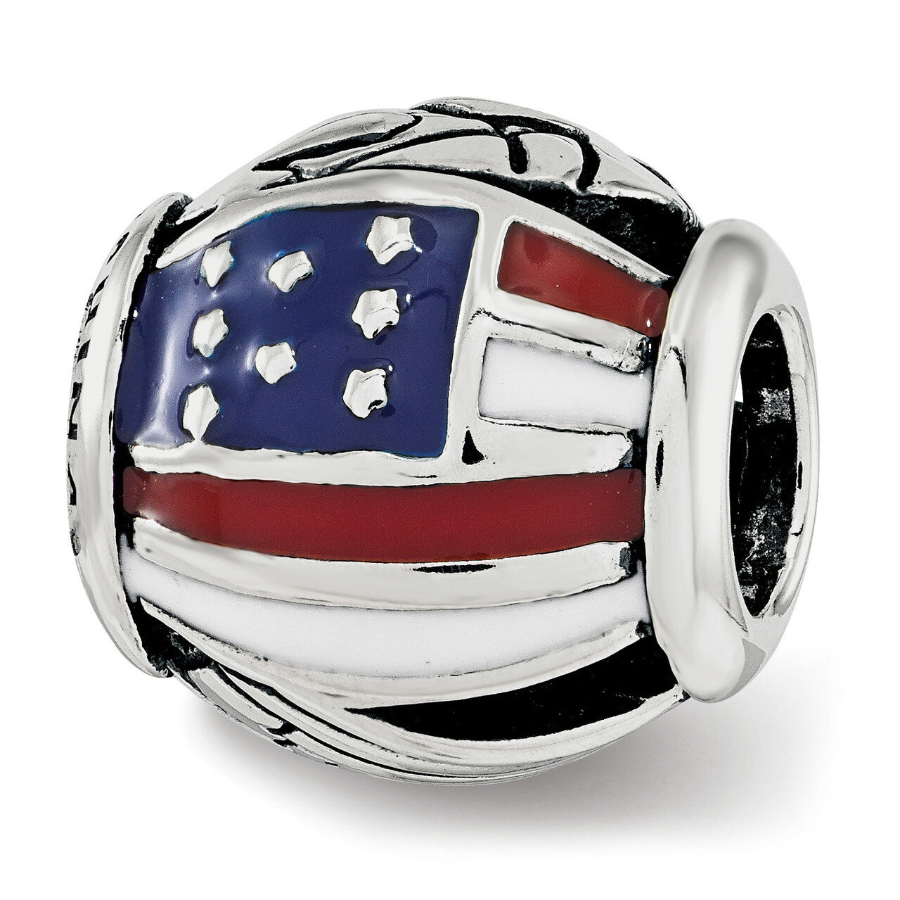 Enameled USA Theme Bead Sterling Silver QRS3755, MPN: QRS3755,