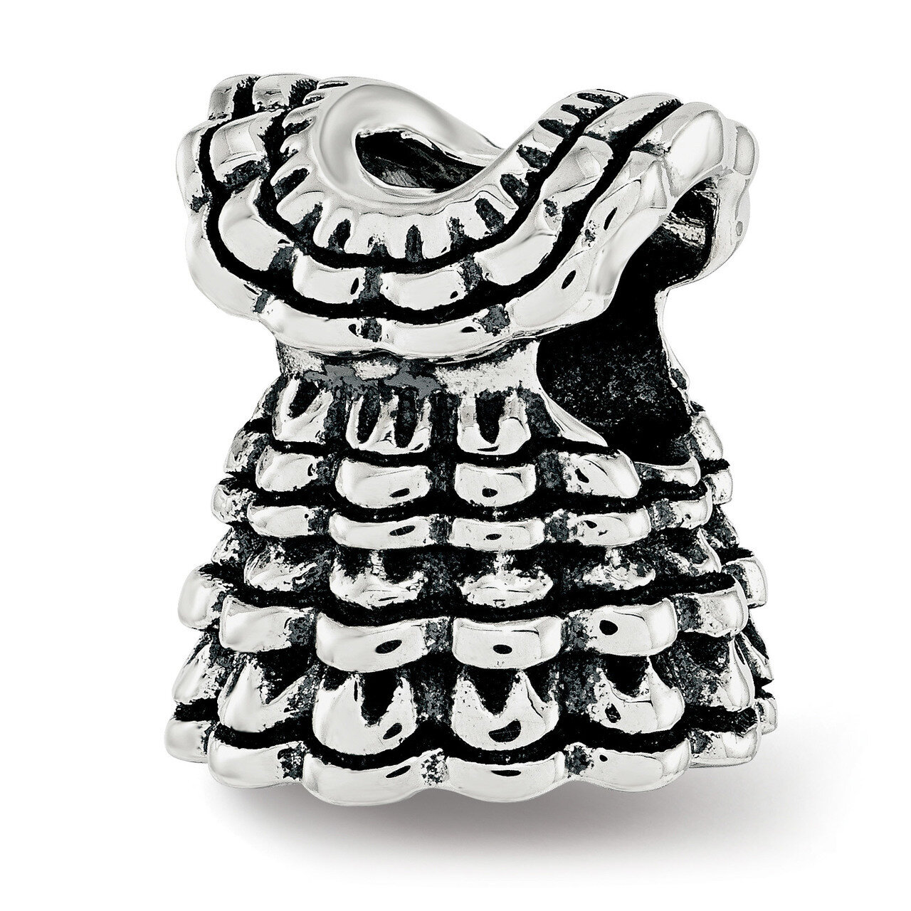 Ruffled Dress Bead Sterling Silver QRS3756