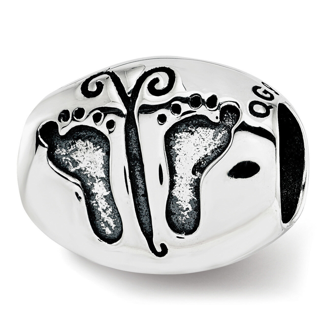 Antiqued Baby Feet Butterfly Bead Sterling Silver QRS3758, MPN: QRS3758,