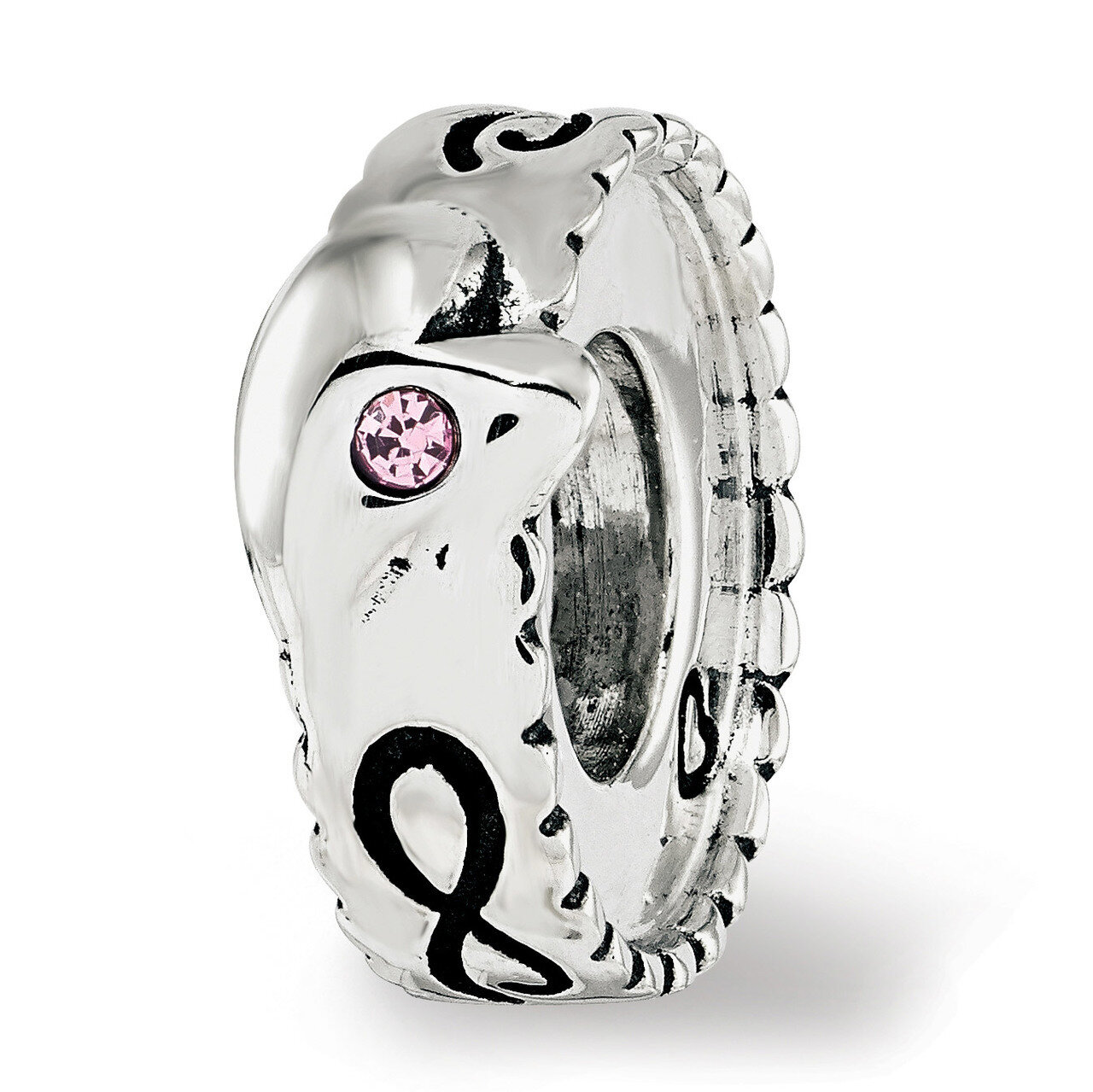 Pink Swarovski Heart Infinity Spacer Bead Sterling Silver QRS3768, MPN: QRS3768,
