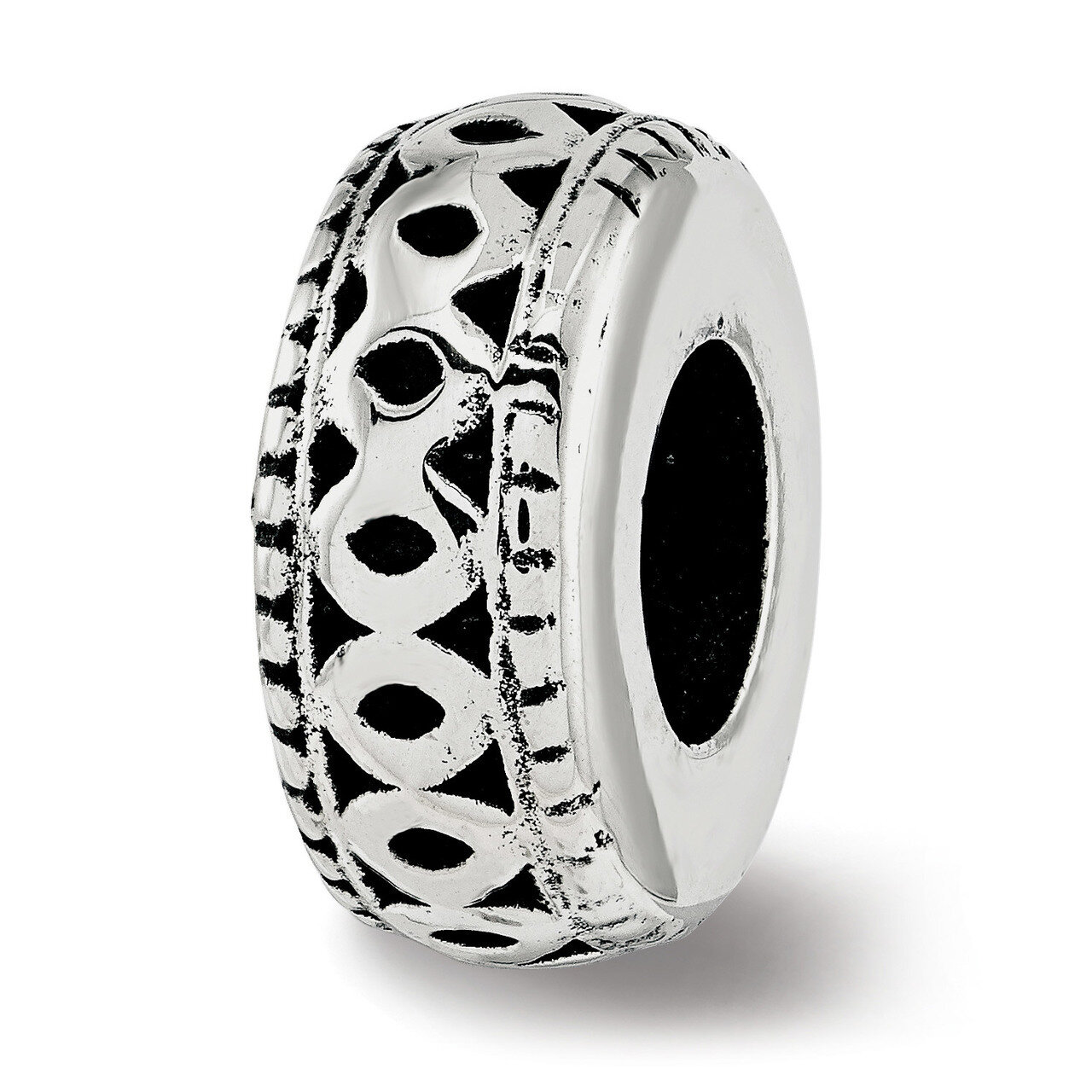 Antiqued Bali Gripper Bead Sterling Silver QRS3782, MPN: QRS3782, 191101208638