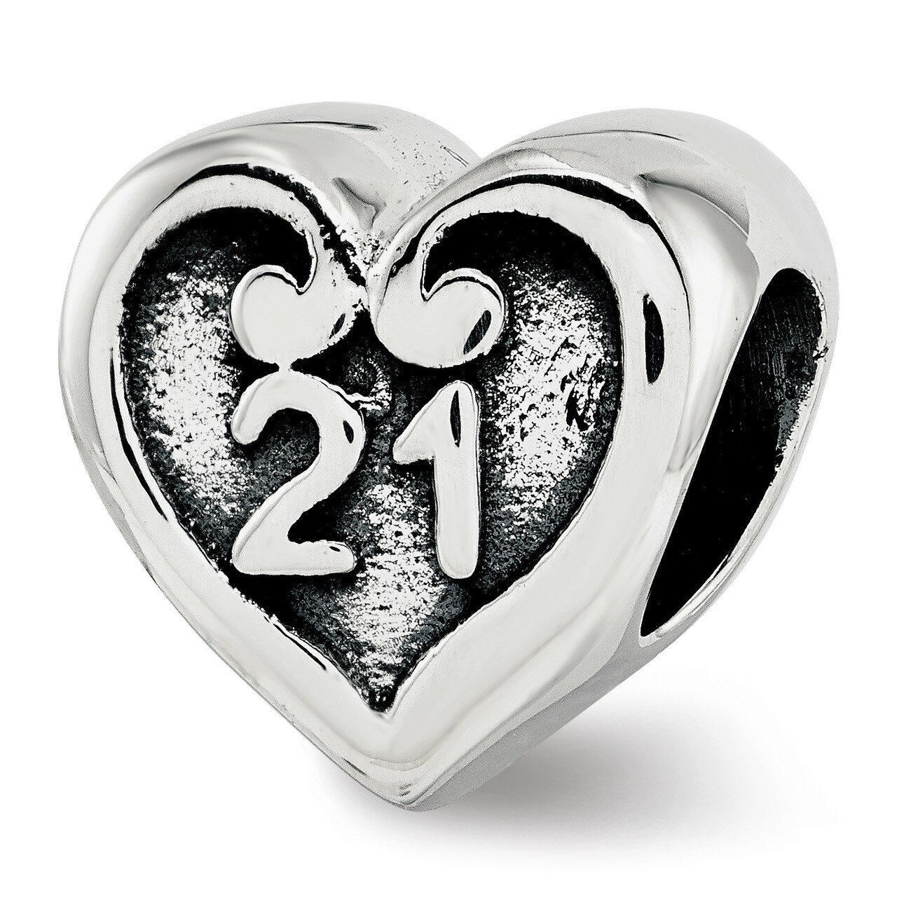 21 Heart Bead Sterling Silver QRS3817