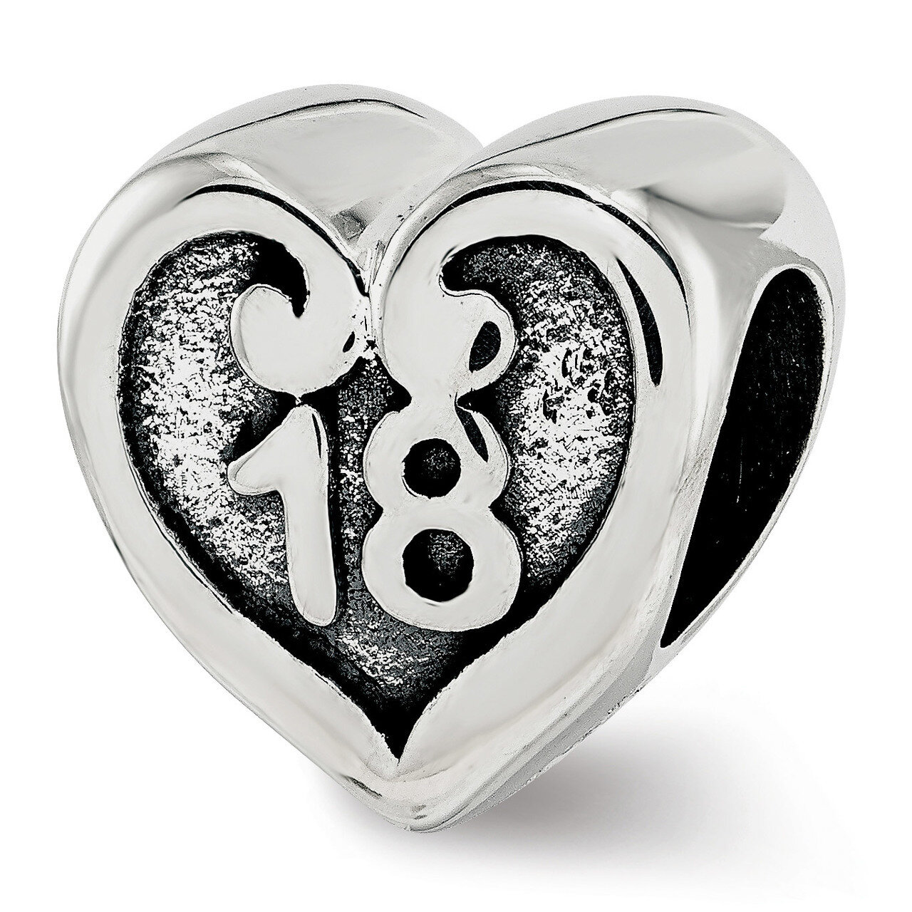 18 Heart Bead Sterling Silver QRS3818