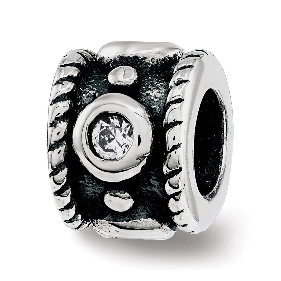 CZ Rope Kids Bead Sterling Silver QRS3819, MPN: QRS3819,