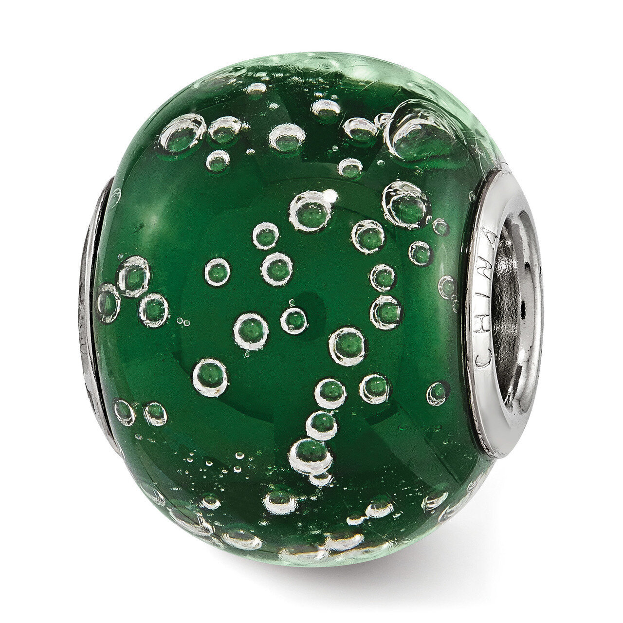 Bubbles Green Glass Bead Sterling Silver QRS3838, MPN: QRS3838,