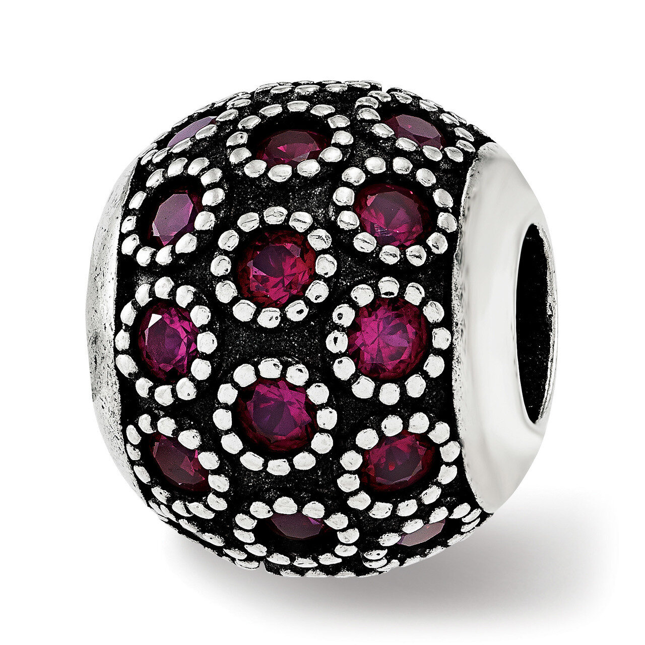 Red Corundum Antiqued Bead Sterling Silver QRS3846, MPN: QRS3846,