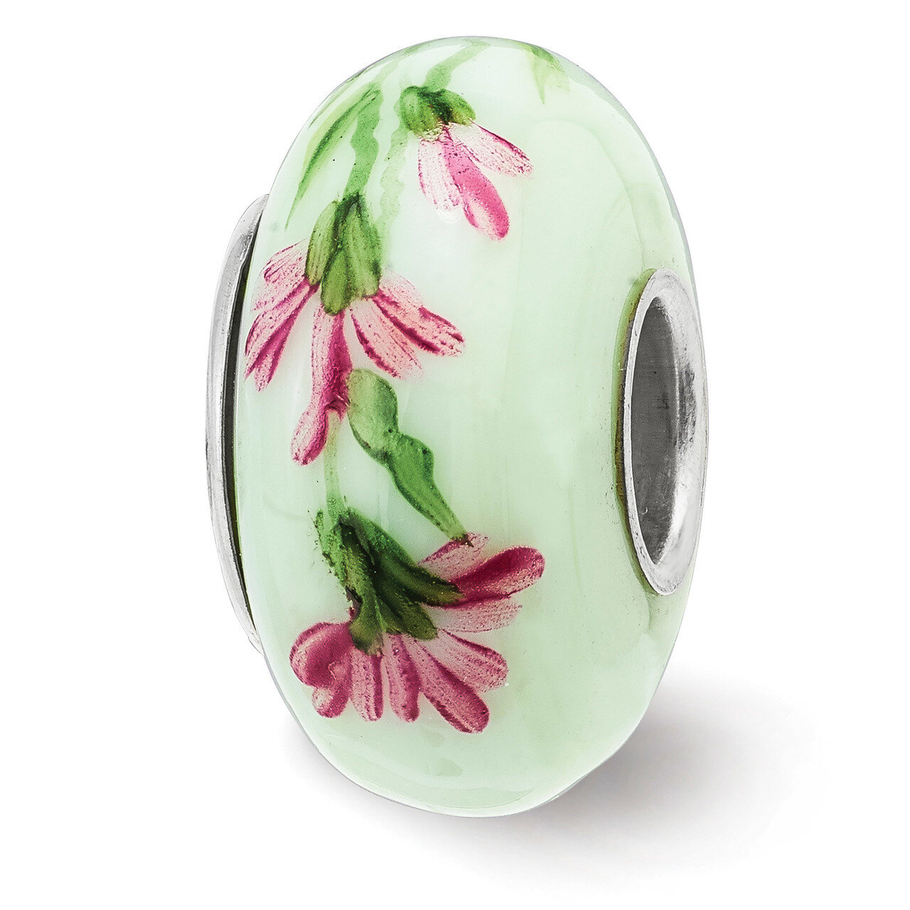 Carnation January Fenton Glass Bead Sterling Silver Hand Painted QRS3913JAN, MPN: QRS3913JAN, 19727…