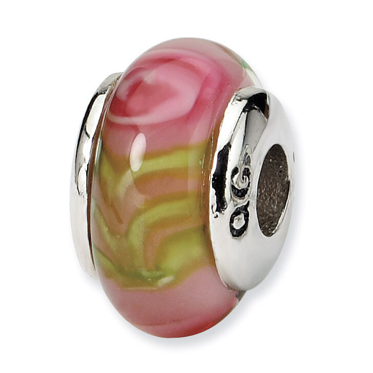 Kids Pink Hand-blown Glass Bead Sterling Silver QRS811, MPN: QRS811, 883957728179