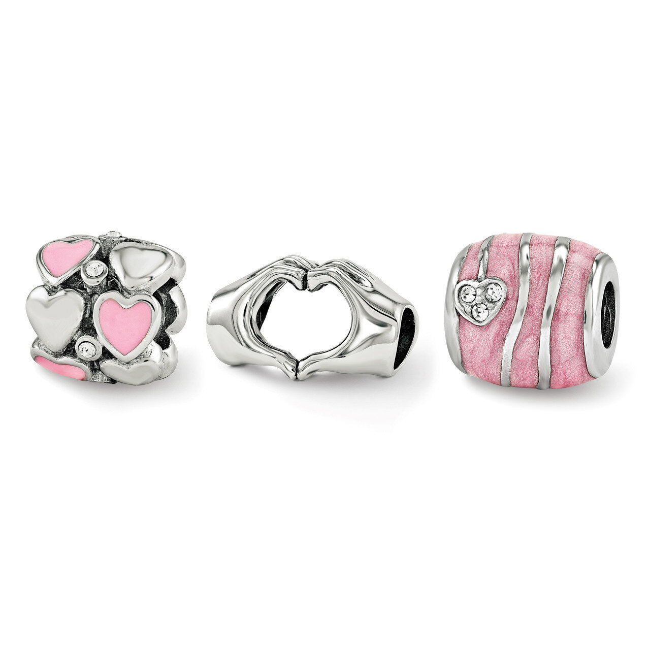 Hearts of Love Boxed Bead Set Sterling Silver QRSET138
