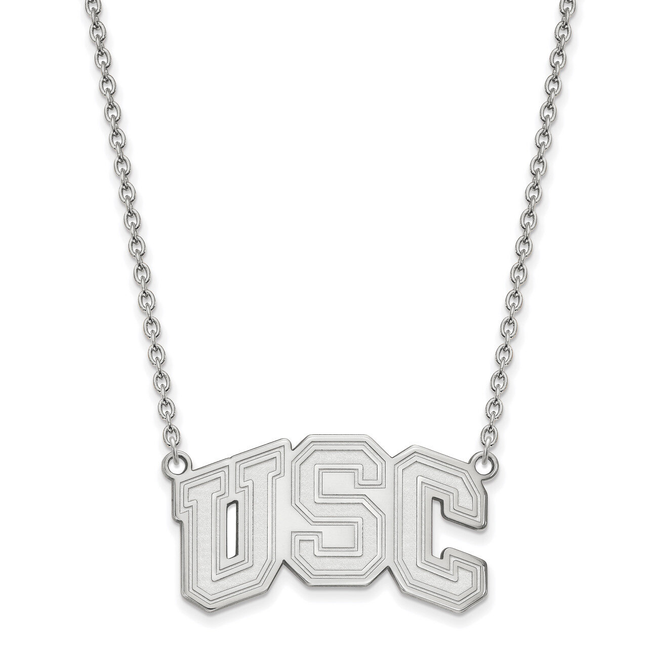 University of Southern California Large Pendant with Necklace 10k White Gold 1W032USC-18