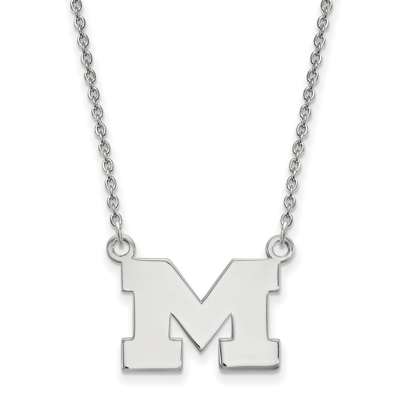 Michigan University of Small Pendant with Necklace 14k White Gold 4W015UM-18
