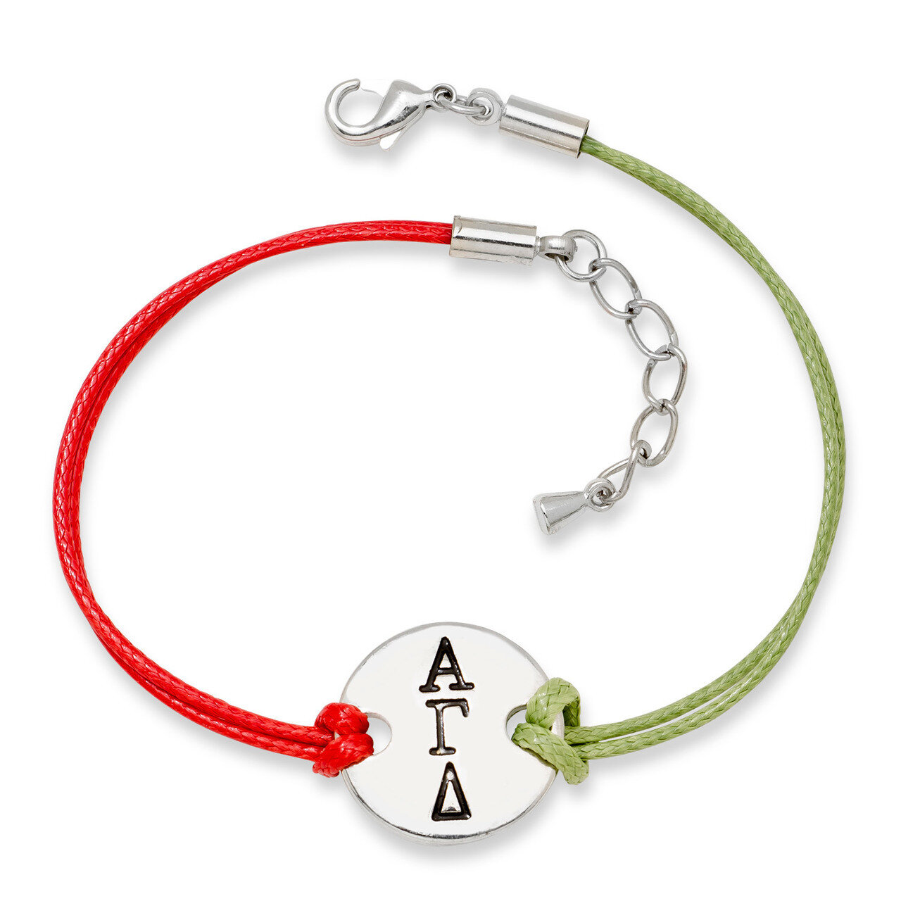 Alpha Gamma Delta Sorority Circular Disc Red &amp; Green Bracelet Brass AGD001, MPN: AGD001, 8106800264…