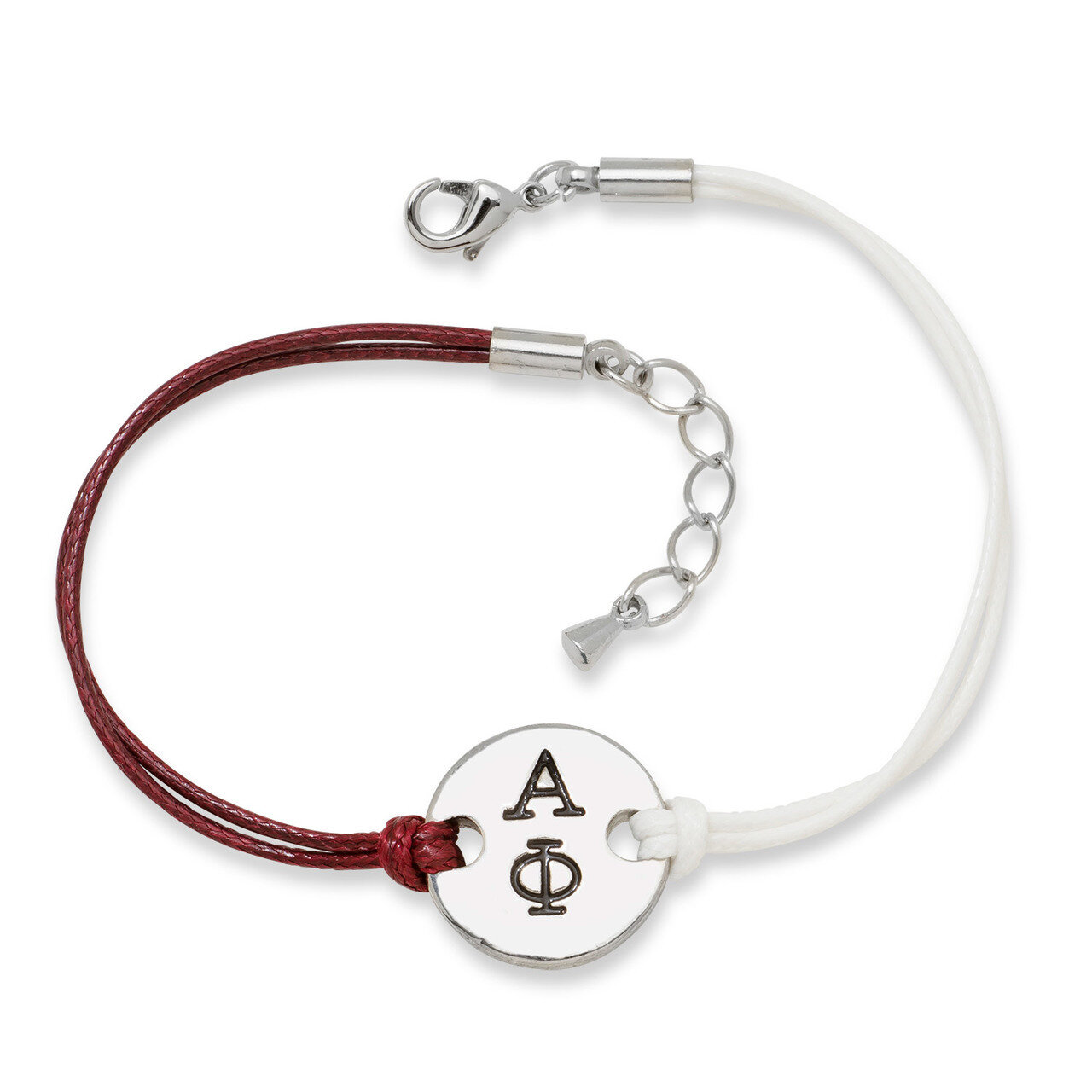 Aplha Phi Circular Disc Maroon &amp; White Bracelet Brass APH001, MPN: APH001, 810680026388