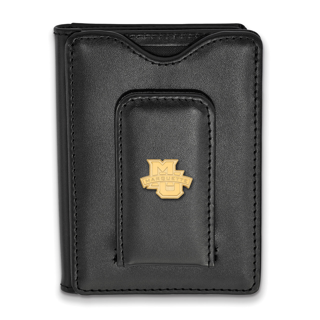 Marquette University Black Leather Wallet Gold-plated Sterling Silver GP005MAR-W1