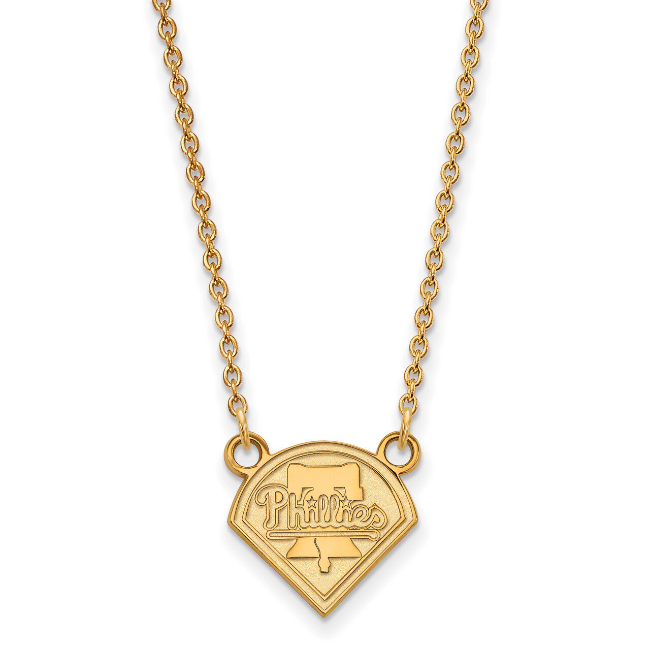 MLB Philadelphia Phillies Sm Pend with Necklace Gold-plated Sterling Silver GP006PHI-18, MPN: GP006…