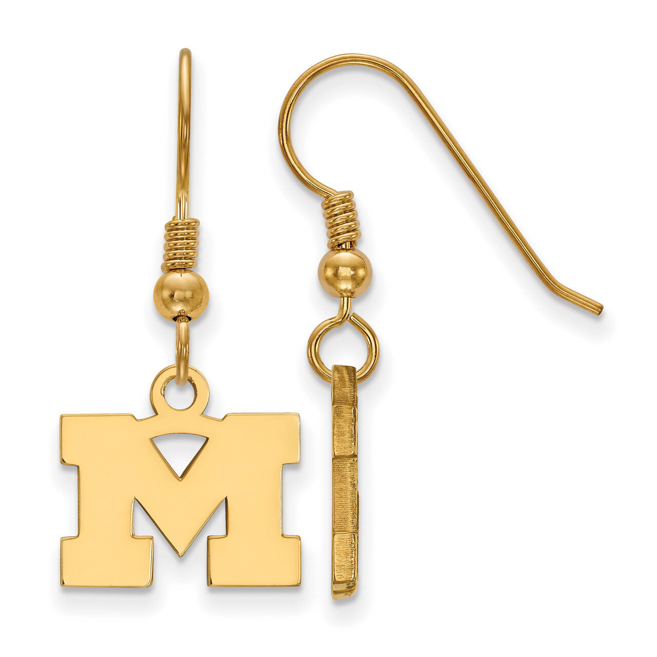 Michigan University of x-Small Dangle Earrings Gold-plated Sterling Silver GP006UM, MPN: GP006UM, 8…