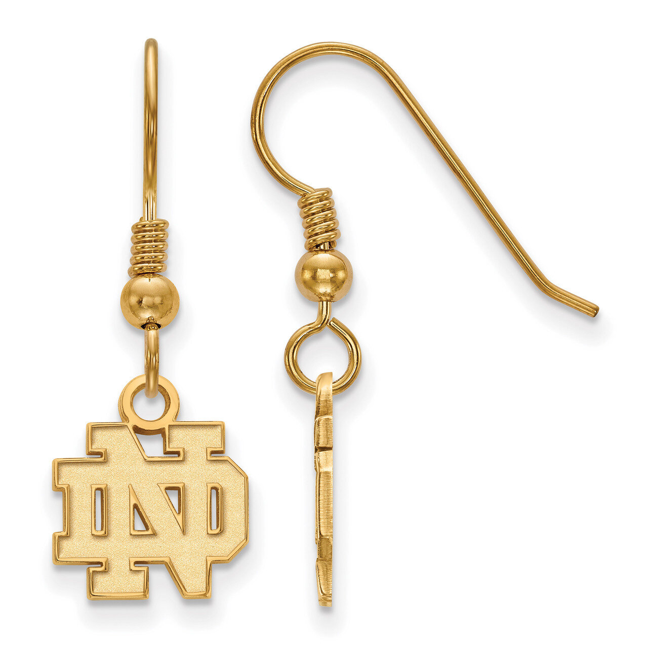 University of Notre Dame x-Small Dangle Earring Wire Gold-plated Sterling Silver GP006UND
