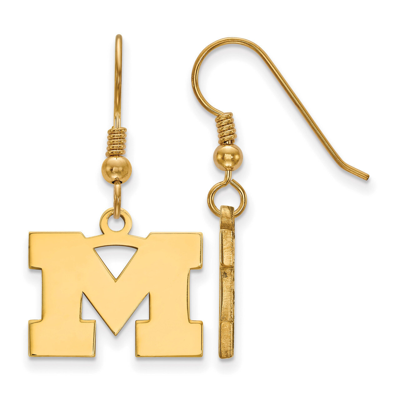 Michigan University of Small Dangle Earrings Gold-plated Sterling Silver GP007UM