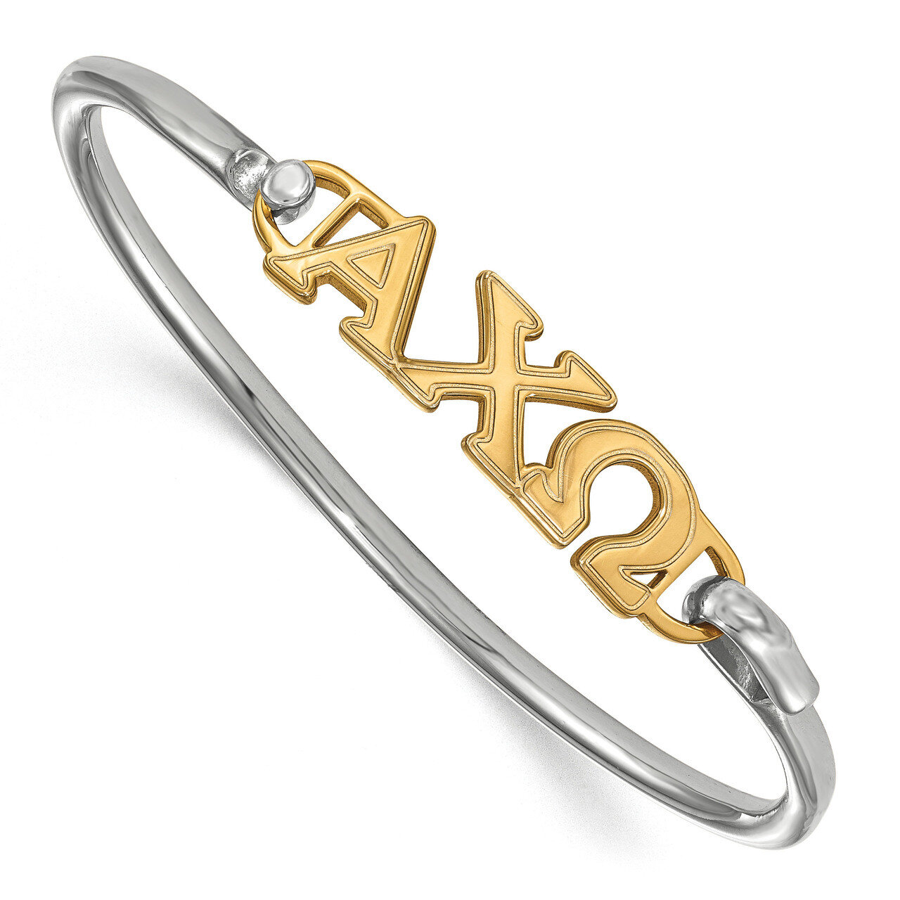 Alpha Chi Omega Small Hook and Clasp Bangle Gold-plated Sterling Silver GP009ACO-8, MPN: GP009ACO-8…