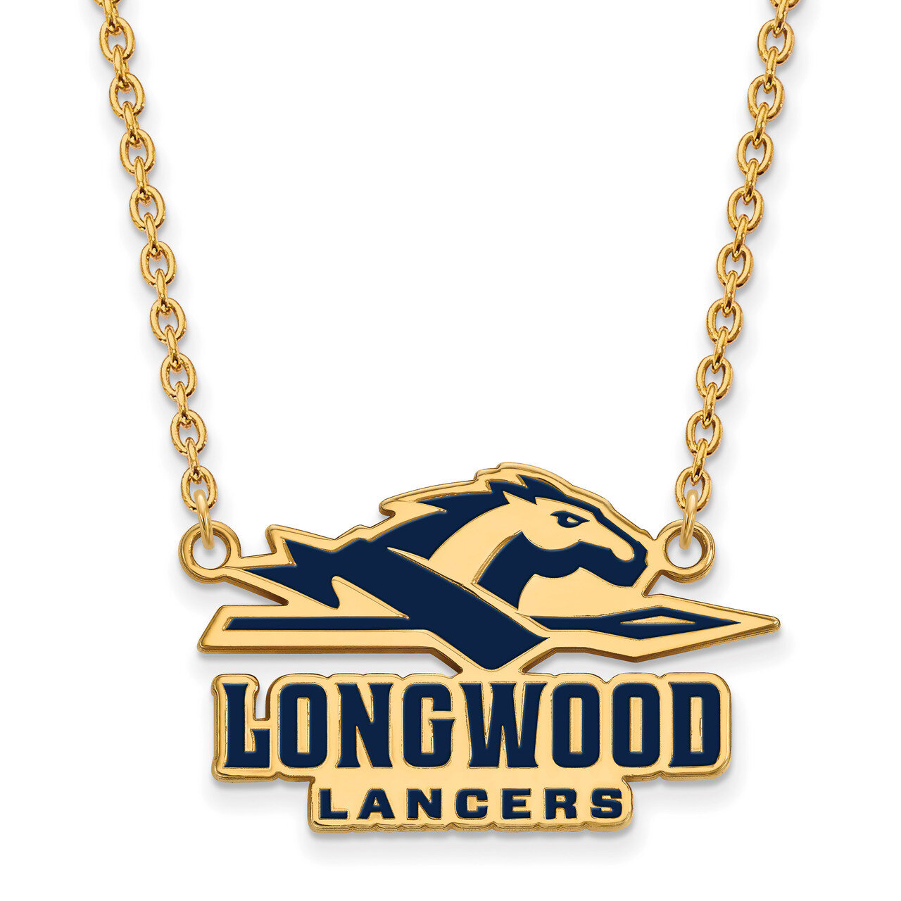 Longwood U Large Enamel Pendant with Necklace Gold-plated Sterling Silver GP011LOC-18